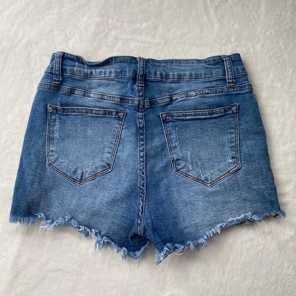 KanCan Jean shorts Size 9/28 Distressed Cut off blue festival - Picture 5 of 7